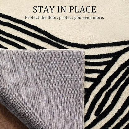 YIHOUSE 10×14 Ft Area Rugs Non-Shedding Washable Rug, Bedroom Living Room Dining Room Office Nursery Playroom Soft Nonslip Modern Rugs Faux Wool Carpet Indoor/Outdoor Rugs-Black and White Rug