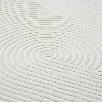 Abani Area Rug for Living Room, Bedroom - Zen Reiki Circles Pattern - Durable & Easy to Clean (Cream, 10' x 14')