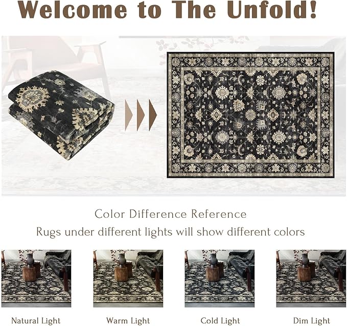 Kitchen Runner Rugs Non Skid Washable - 2.5x8ft Long Charcoal Black Boho Farmhouse Hallway Runner Rug Low Pile Vintage Moody Floral Carpet for Hallway Laundry Room Entryway Bedroom Foyer