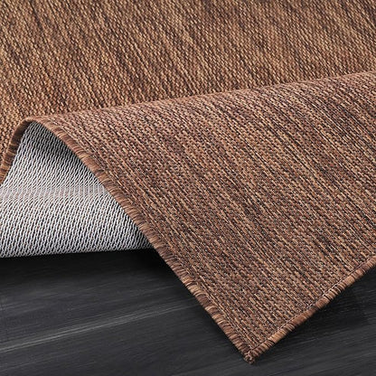 Beverly Rug Indoor Outdoor Rug 8x10, Washable Outside Carpet for Patio, Deck, Porch, Solid Modern Area Rug, Water Resistant, Gold Brown