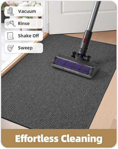Color&Geometry Thin Indoor Entrance Mats for Home, 17"X29.5" Indoor Mats for Entryway Non Slip Rubber Backed, Dirt Trapper Door Rugs for Entryway Indoor Washable, Charcoal Grey (Rolled-up NO Creases)