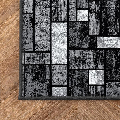 LUXE WEAVERS Modern Geometric Squares Gray 4x5 Area Rug for Living Room