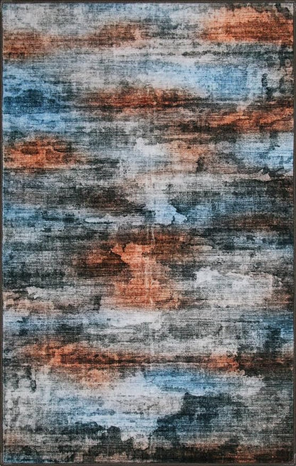 WILLSUN Washable Area Rugs, 5x7 Non-Slip Boho Large Area Rugs for Living Room, Bedroom, Machine Washable Vintage Rug, Indoor Floral Print Carpet for Home Decor, Kid & Pet Friendly Mat