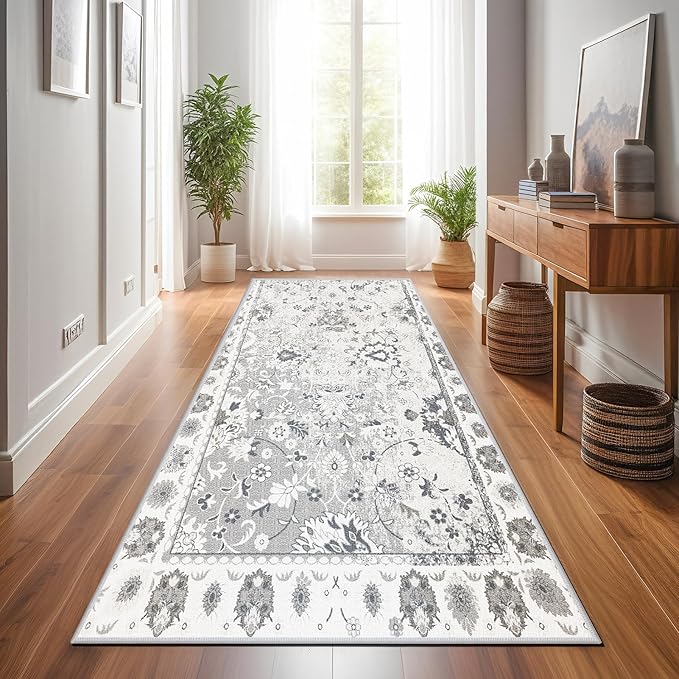 Hallway Runner Rug 2x6ft Washable Kitchen Runner Rug Non-Slip Vintage Soft Carpet Laundry Room Runner Rugs with Rubber Backing for Farmhouse, Entryway, Living Room, Bedroom