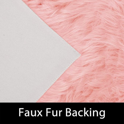Latepis Big Pink Area Rugs for Living Room 6.7x10 Faux Sheepskin Fur Rug Washable Fluffy Rugs for Bedroom Fuzzy High Pile Plush Rug for Girls Room Luxury Home Decor
