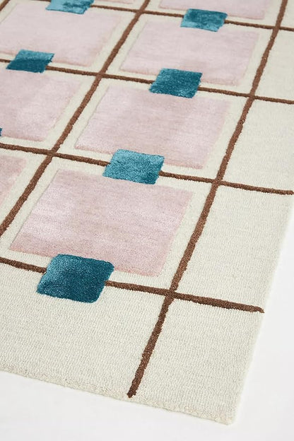 Greer Wool Area Rug - Chic Hand-Tufted Mauve, Blue, and Beige Design for Stylish Home Decor (2.5x12 Ft)