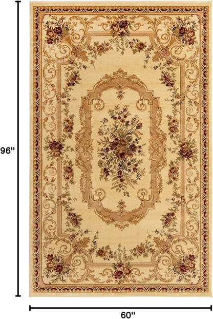 Rugs.com Chateau Collection Rug – 5' x 8' Cream Medium Rug Perfect for Bedrooms, Dining Rooms, Living Rooms