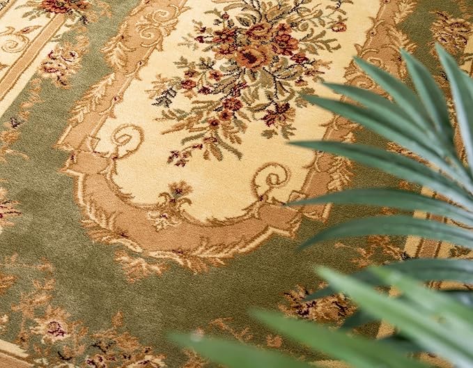 Rugs.com Chateau Collection Rug - 8' x 10' Oval Green Medium Pile Rug