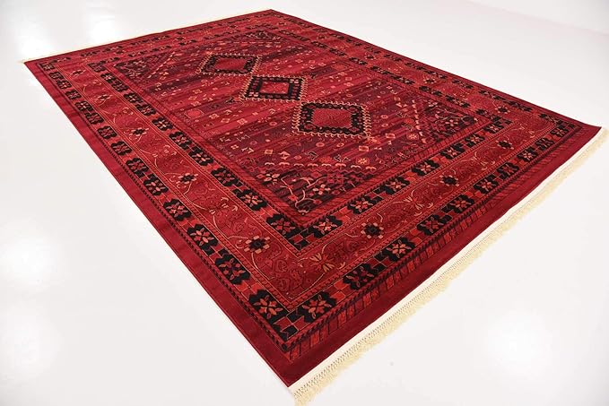Unique Loom Tekke Collection Area Rug - Sheibani (7' 10" x 11' Rectangle, Red/ Black)