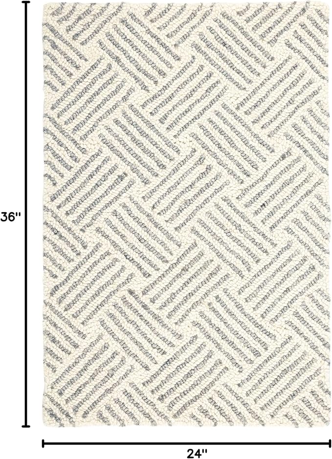 Dash & Albert Layers Grey Hand Hooked Wool Rug, 2 X 3 Feet, Grey/Ivory Geometric Pattern