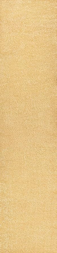 Eyely UES100B-212 Supersoft Haze Solid Low-Pile Indoor Runner Rug, Coastal, Bohemian, Minimalist, Classic, Casual for Bedroom,Kitchen,Living Room,Non Shedding,Easy-Washing, Yellow, 2 X 12