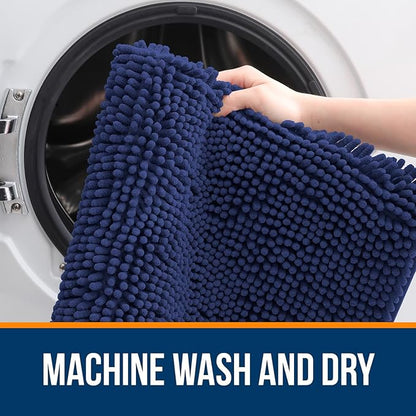 OLANLY Bathroom Rugs 30x20, Extra Soft Absorbent Chenille Bath Rugs, Rubber Backing Quick Dry, Machine Washable Bath Mats for Bathroom Floor, Tub and Shower, Home Decor Accessories, Twilight Sapphire