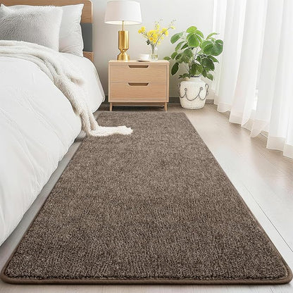 HQAYW 2x6 Soft Runner Rug for Hallways, Thickened Memory Foam Small Throw Bedside Rugs for Bedroom Living Room, Indoor Low Pile Washable Non Slip Carpet for Teens Kids Nursery Dorm Decor, Brown