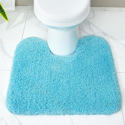 Toilet Rug 22x24 Teal Non Slip Fluffy Toilet Floor Mat U Shaped Washable Bathroom Contour Rug for Toilet Absorbent Thick Toilet Carpet