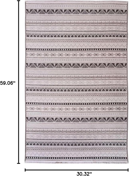 Alfa Rich 3x5 White Black Gray Washable Area Rugs for Living Room Bedroom Kitchen Decor Runner
