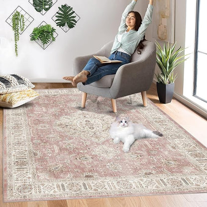 6’x9’ Washable Area Rugs for Living Room Bedroom Foldable Low Pile Non Slip Area Rugs for Dining Office