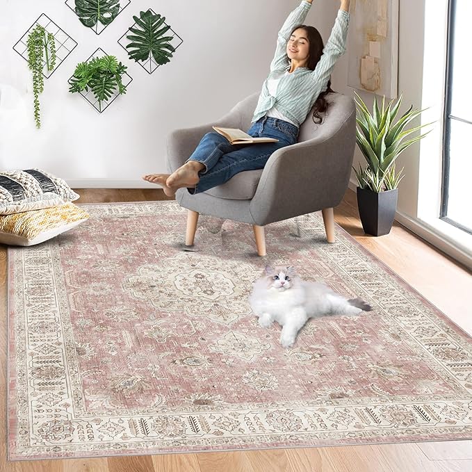 5’x7’ Washable Area Rugs for Living Room Bedroom Foldable Low Pile Non Slip Area Rugs for Dining Office