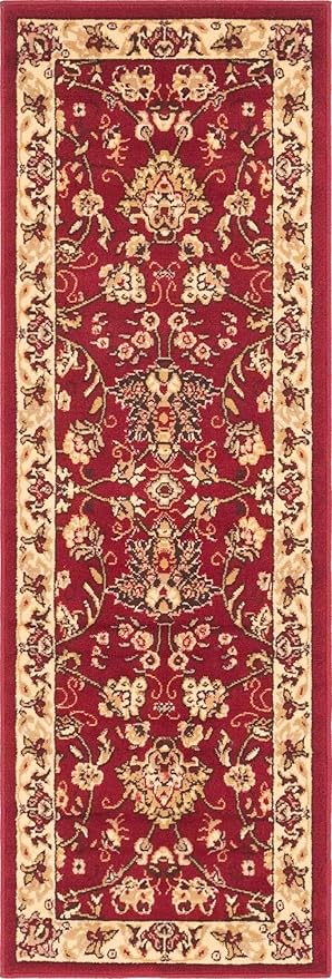 Unique Loom Sialk Hill Collection Area Rug - Washington (2' x 6' 1" Runner Burgundy/Cream)