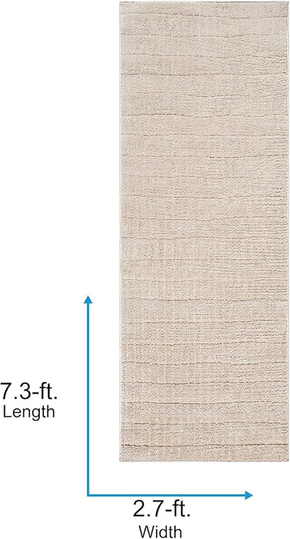 Livabliss x Our PNW Home Cascade Minimalist Striped Area Rug, 2'7" x 7'3", Light Brown