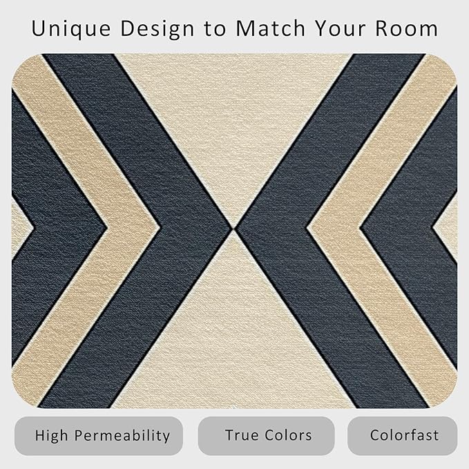 Modern Geometric Rug, Washable 6x8 Rug for Living Room, Herringbone Chevron Patterned Indoor Carpet, Modern Geometric Decor for Home, Bedroom, Soft Non Slip Thin Design FER80