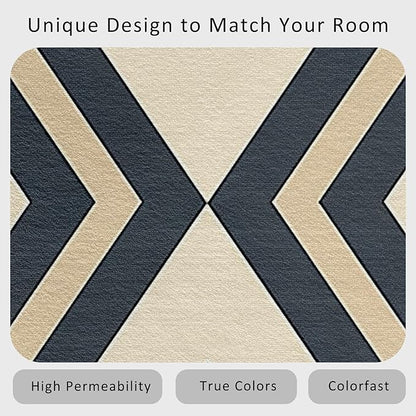 Modern Geometric Rug, Washable 3x4 Rug for Living Room, Herringbone Chevron Patterned Indoor Carpet, Modern Geometric Decor for Home, Bedroom, Soft Non Slip Thin Design FER73