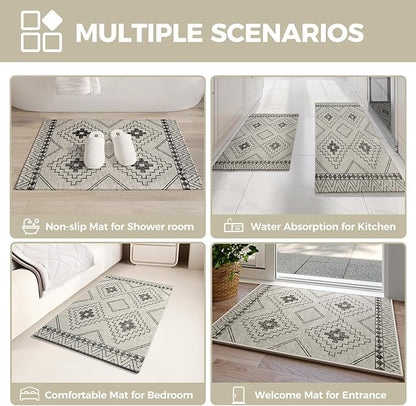 Indoor Door Mat 24"x35",Beige Door Mat Indoor Entrance Dirt Resistant & Absorbent, Non-Slip Rubber Backing Front Door Mats,Washable Low-Profile Doormat for Entryway, Inside Home Entrance