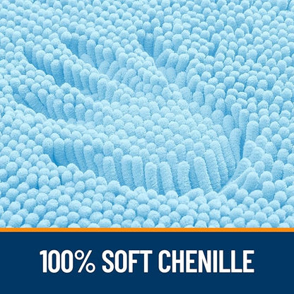 OLANLY Bathroom Rugs 47x17, Extra Soft Absorbent Chenille Bath Rugs, Rubber Backing Quick Dry, Machine Washable Bath Mats for Bathroom Floor, Tub and Shower, Home Decor Accessories, Sky Blue