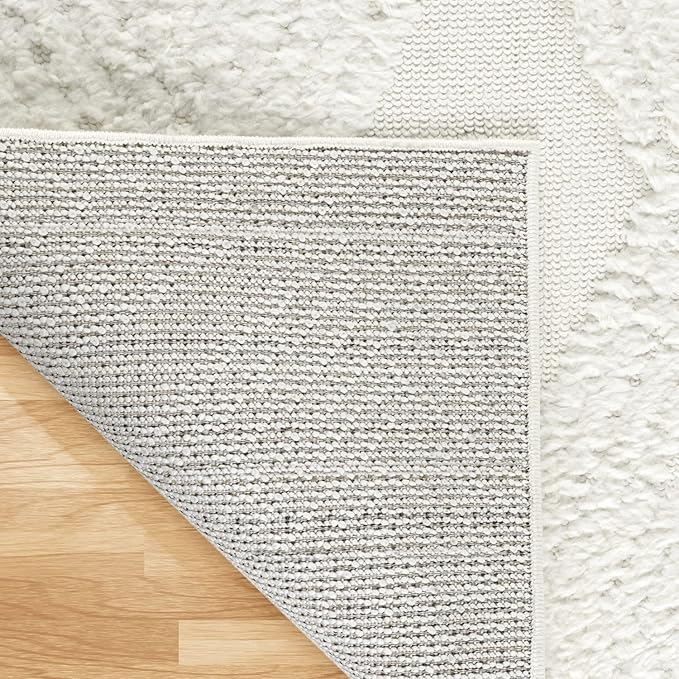 Antep Rugs Palafito 2x10 Geometric Shag Diamond High-Low Pile Textured Indoor Runner Rug (White, 2' x 10')