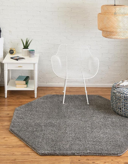 Unique Loom Solo Collection Area Rug - Calabasas (7' 10" Octagon, Gray)