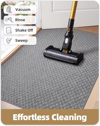Color&Geometry Large Front Door Mat Indoor Entrance Non Slip Rubber Backed, 36"x56" Indoor Door Mats for Entryway, Dirt Trapper Double Doormat, Washable, Dark Grey (Rolled-up NO Creases)