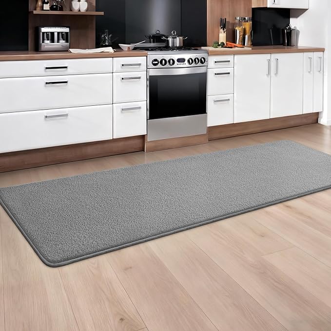 Runner Rug for Hallway, 2x8 Feet Non-Slip Washable Grey Long Area Rug Runners for Hallways Bedroom, Soft Modern Comfy Memory Foam Runner Rugs Indoor Carpet for Kitchen Entrance Living Room