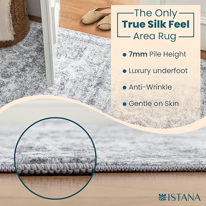 Istana 3x5 Area Rug - Light Grey Modern Rugs for Living Room 3x5 - Foldable Rugs for Bedroom/Living Room Rug - Stain Resistant Washable Rug - Eco-Friendly Small Area Rugs