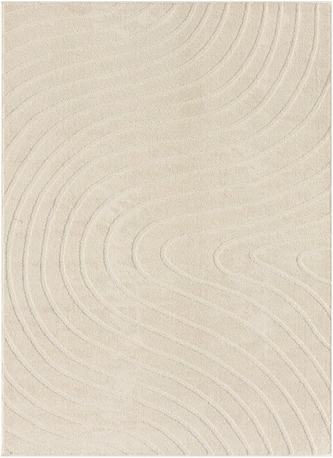 LUXE WEAVERS Modern Geometric Wave Cream 5x7 Area Rug
