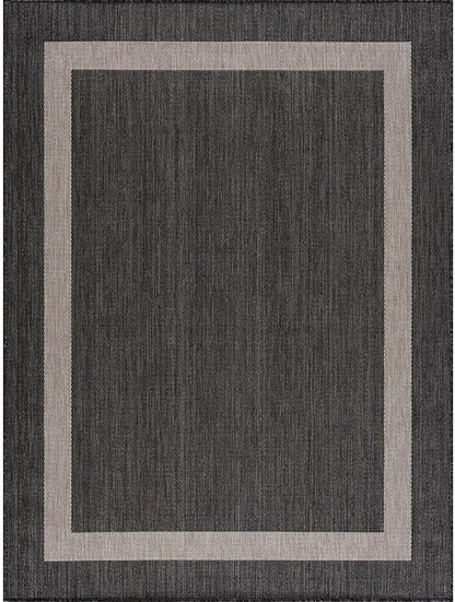 CAMILSON Outdoor Rug 9x12, Large Modern Outside Rugs for Patios Porches Waterproof Durable Washable Non-Shedding, Easy-to-Clean Indoor Outdoor Area Carpet (9 x 12, Bordered - Dark Gray/Light Gray)