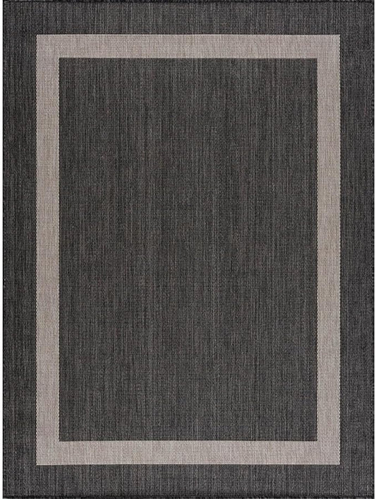 CAMILSON Outdoor Rug 9x12, Large Modern Outside Rugs for Patios Porches Waterproof Durable Washable Non-Shedding, Easy-to-Clean Indoor Outdoor Area Carpet (9 x 12, Bordered - Dark Gray/Light Gray)