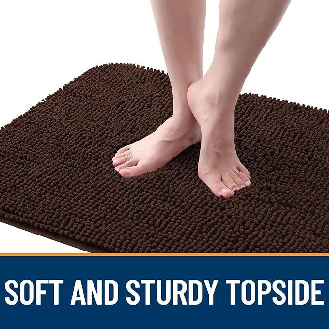 OLANLY Dog Door Mat for Muddy Paws 32x20, Absorbs Moisture and Dirt, Absorbent Non-Slip Washable Doormat, Quick Dry Chenille Mud Mat for Dogs, Entry Indoor Entryway Carpet for Inside Floor, Brown