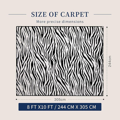 YIHOUSE 8×10 Ft Area Rugs, Black and White Modern Abstract Rug, Washable Plush Soft Zebra Print Carpet, Non-Slip Non-Shedding Rug for Grand Room, Bedroom, Dining Room, Nursery, Home Decor