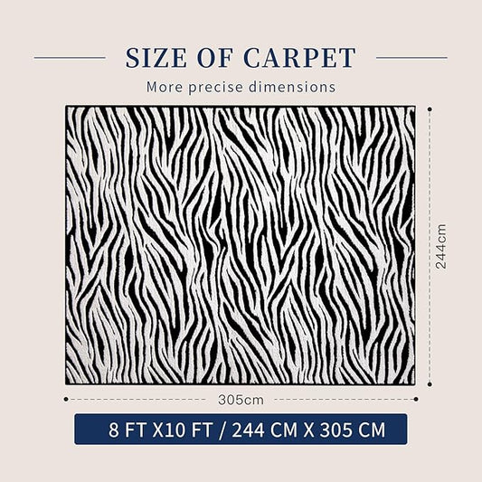 YIHOUSE 8×10 Ft Area Rugs, Black and White Modern Abstract Rug, Washable Plush Soft Zebra Print Carpet, Non-Slip Non-Shedding Rug for Grand Room, Bedroom, Dining Room, Nursery, Home Decor