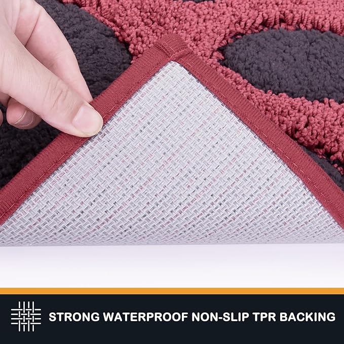 PURRUGS Dirt Trapping Door Mat 33.5" x 59", Non-Skid/Slip Machine Washable Microfiber Entryway Rug, Dog Doormat, Super Absorbent Welcome Mat for Muddy Wet Shoes and Paws, Burgundy Red