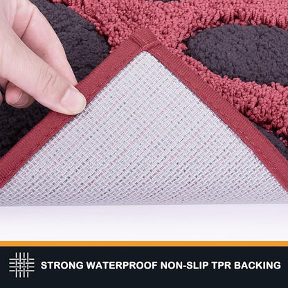 PURRUGS Dirt Trapping Door Mat 33.5" x 59", Non-Skid/Slip Machine Washable Microfiber Entryway Rug, Dog Doormat, Super Absorbent Welcome Mat for Muddy Wet Shoes and Paws, Burgundy Red