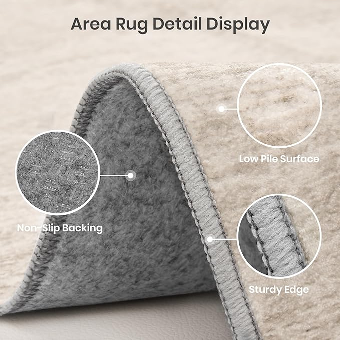 Valenrug Washable Rugs 5x7 - Stain Resistant 5x7 Area Rugs for Living Room, Non Slip Backing Gradient Printed Rugs for Bedroom, Foldable Machine Washable Area Rug(5'x7', Brown)
