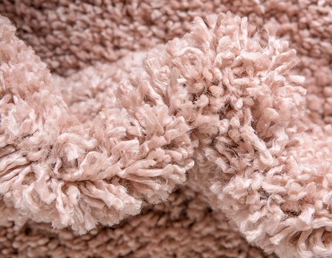 Unique Loom Davos Shag Collection Area Rug - Solid (4' 1" Round, Dusty Rose)