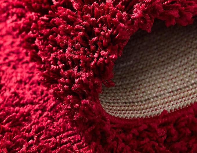 Unique Loom Solid Shag Collection Area Rug (5' 1" x 8' Rectangle Cherry Red)