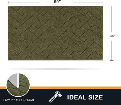 PURRUGS Dirt Trapping Door Mat 34" x 59", Non-Slip Machine Washable Entry Rug, Shoe Scraper, Dog Doormat, Super Absorbent Welcome Mat for Front & Back Door, Muddy Wet Shoes & Paws, Sage Green