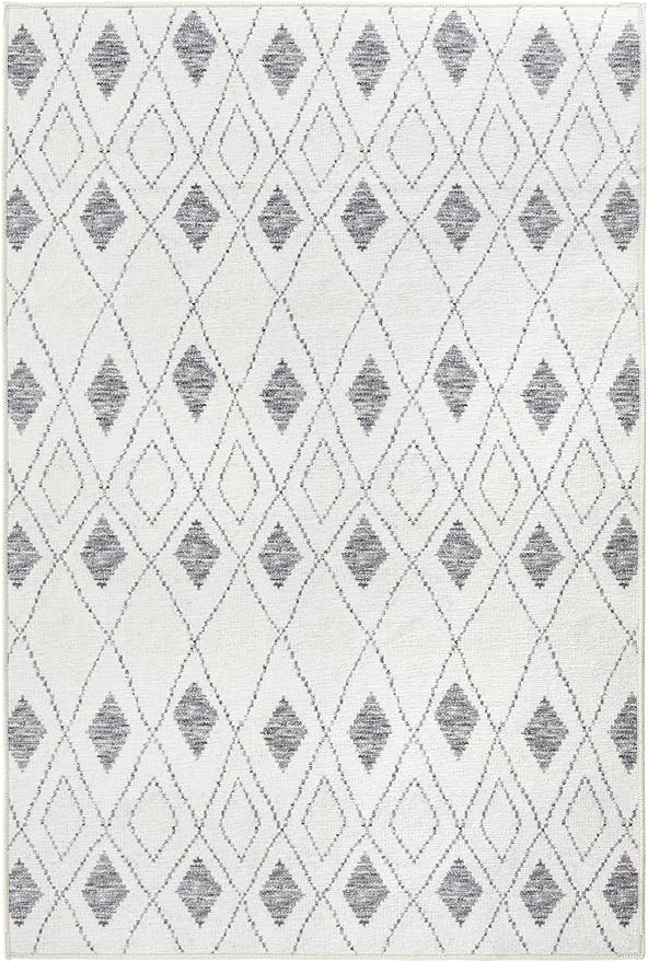 Dash & Albert Chandler Ivory Machine Washable Rug, 7.5 X 9.5 Feet, Ivory Geometric Pattern - Premium Luxury Hotel Quality Soft Breathable Hypoallergenic Machine Washable Easy Care All Season