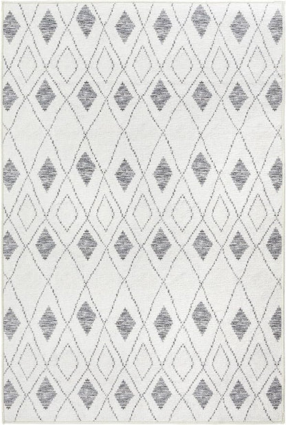 Dash & Albert Chandler Ivory Machine Washable Rug, 7.5 X 9.5 Feet, Ivory Geometric Pattern - Premium Luxury Hotel Quality Soft Breathable Hypoallergenic Machine Washable Easy Care All Season