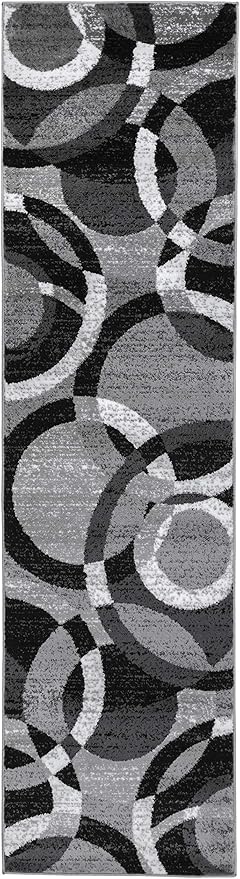 Rugshop Contemporary Abstract Circles Perfect for high Traffic Areas of Your Living Room,Bedroom,Home Office,Kitchen Runner Rug 2'7" x 6' Gray