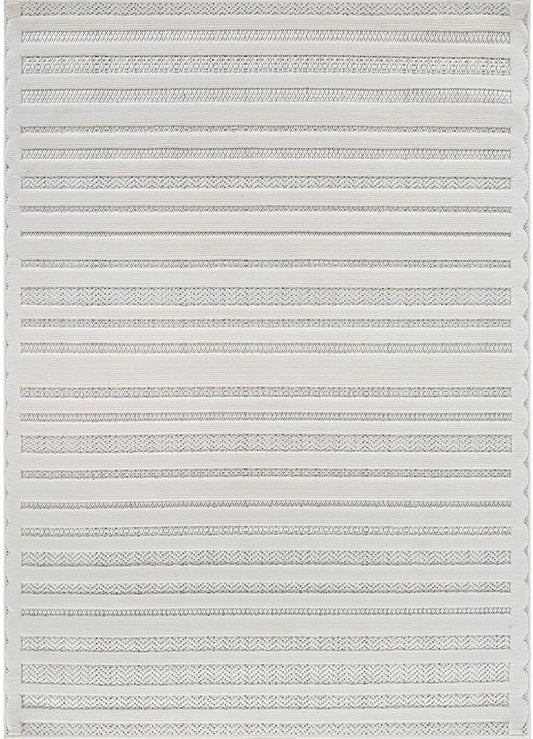 CAMILSON Modern Rug 6x9 Luxury Striped Line Micro Loop Area Rugs Soft High-Low Pile Stain Resistant Easy to Clean Non-Shedding Durable Living Room Bedroom Indoor Carpet (White)