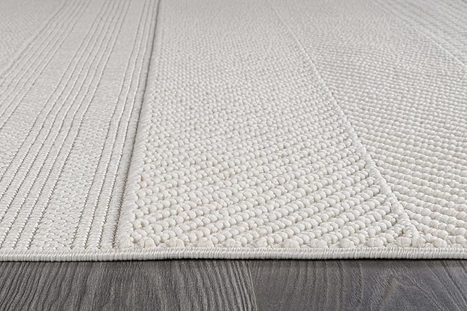 Beverly Rug Micro Loop Area Rug White 8x10 Modern Luxury Soft Boho Geometric Durable Indoor Area Rugs for Living Dining Room Office Stain Resistant Non Shedding Casual Indoor Carpet White 8 x 10
