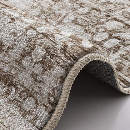 LUMI 8x10 Washable Area Rug for Living Room, Ultra Soft Traditional Vintage Rugs Non Slip with Rubber Backing, Low Profile, High Traffic, Stain Resistant Carpets, Ideal for Bedroom, Dining Room